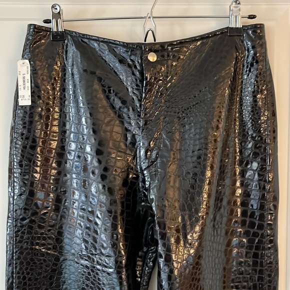 Comme Toujours Patent Leather Croc Embossed High Rise Pants - Picture 2 of 15